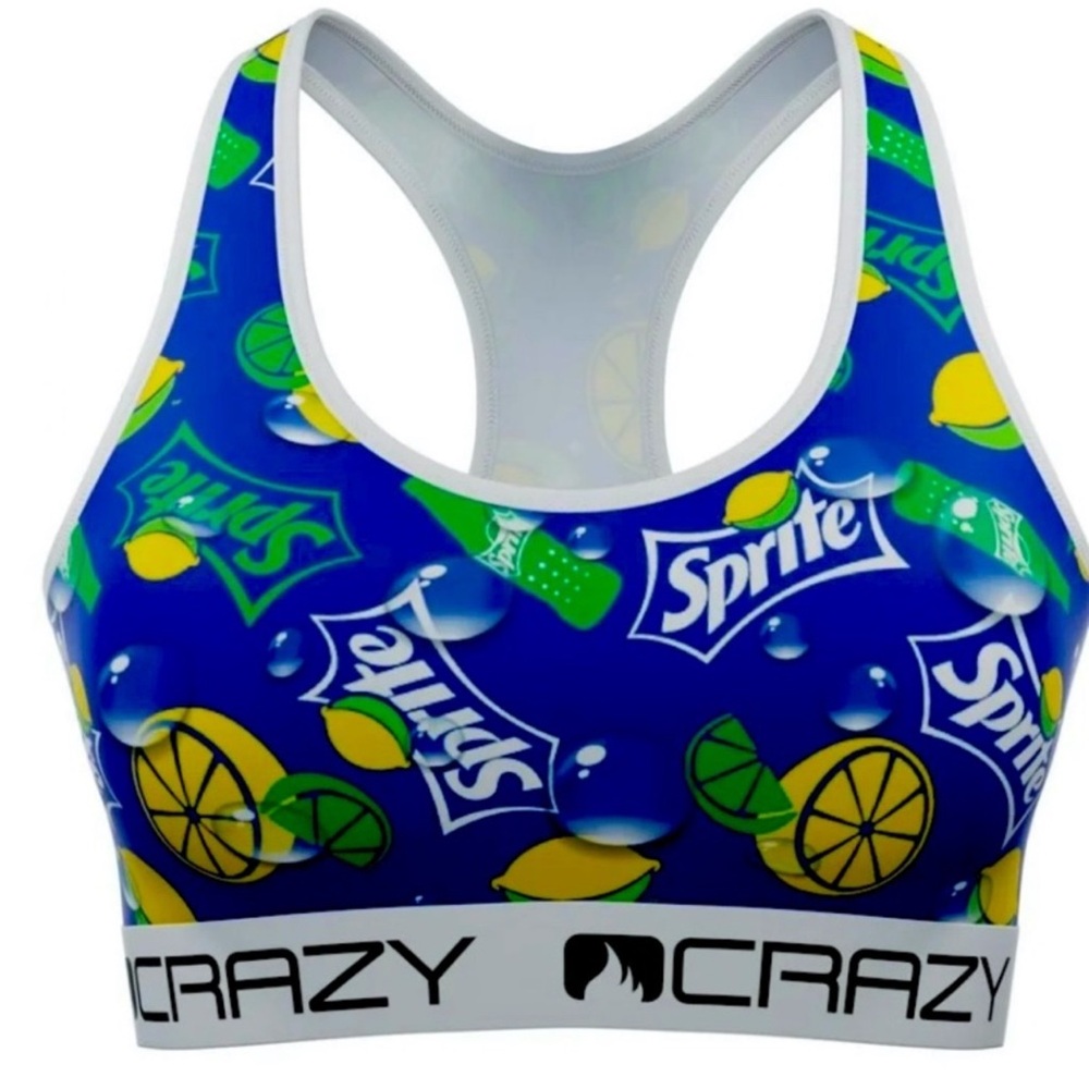 Sprite graphic sports bra y2k pop art rave festival crop top
